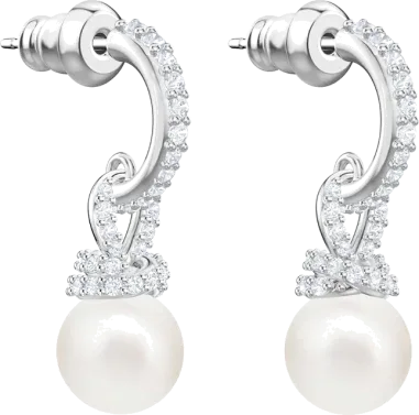 Boucles d'oreilles Swarovski Originally - Cristaux et perles plaqué rhodium — vue 3