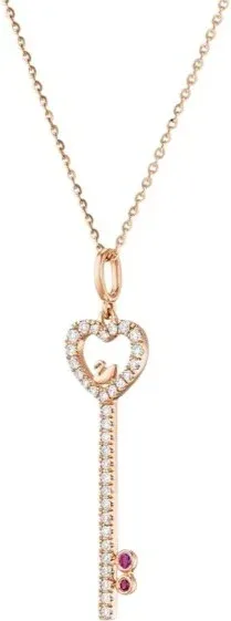 Collier Swarovski Clef Swan Cœur Plaqué Or Rose