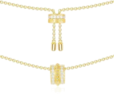Collier APM Monaco Cercle Cristaux Plaqué Or Jaune Ajustable