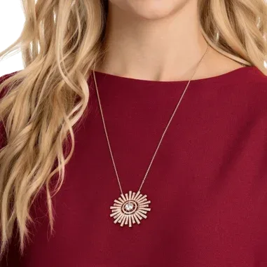Collier Sunshine Swarovski - Pendentif Soleil Or Rose — vue 4