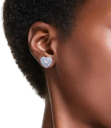 Boucles d'oreilles Swarovski Idyllia cœurs cristaux bleus et blancs — vue 5