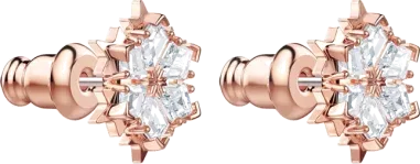 Boucles d'oreilles Swarovski Magic flocons de neige plaqué or rose — vue 3