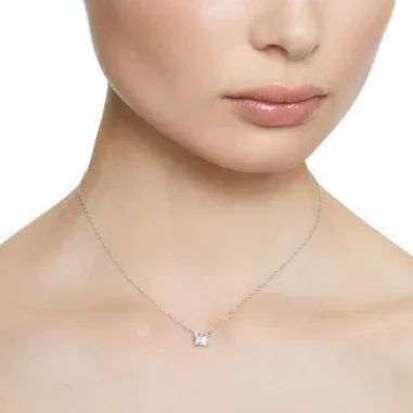 Collier Attract Solitaire Carré Rhodié - Swarovski — vue 6