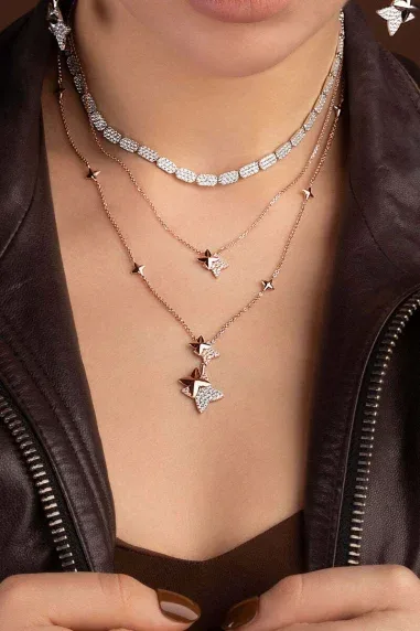 Collier Météorites à Mousqueton Plaqué Or Rose APM Monaco — vue 2