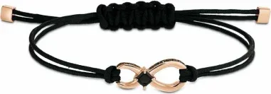 Bracelet Infinity Swarovski Plaqué Or Rose et Cordon Noir