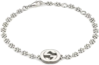 Bracelet Gucci Double G Floral en Argent Massif