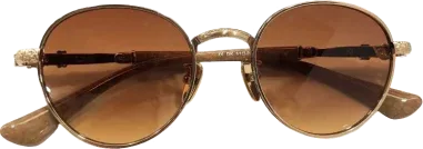 Lunettes Rondes Dorées Chrome Hearts - Verres Marron — vue 2