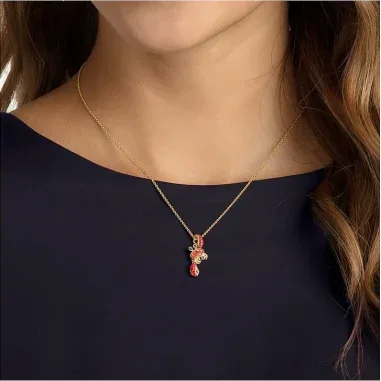 Collier Swarovski Ocean Crab plaqué or et cristaux rouges — vue 4