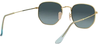 Lunettes de soleil hexagonales Ray-Ban Flat Lenses - Doré et dégradé bleu — vue 3