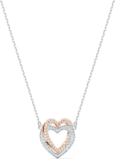 Collier Swarovski Hyperbola Double Heart Plaqué Rhodium