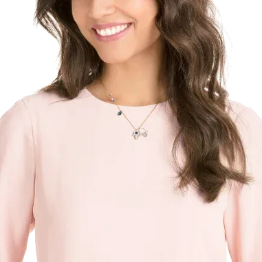 Collier Hamsa Hand Swarovski - Or Rose et Cristaux — vue 3