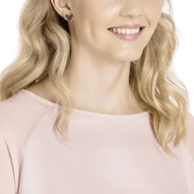 Boucles d'oreilles Mickey & Minnie Swarovski - Plaqué or rose et cristaux noirs — vue 3