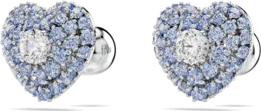 Boucles d'oreilles Swarovski Idyllia cœurs cristaux bleus et blancs — vue 3