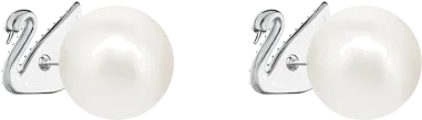 Boucles d'oreilles Swarovski cristaux et perles rhodium — vue 3