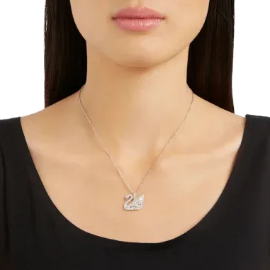 Collier Swan Lake - Cristaux blancs et métal rhodié — vue 4