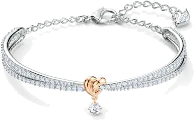 Bracelet jonc ajustable Lifelong Heart - Cristaux blancs