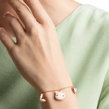 Bracelet Little Pig Swarovski - Plaqué Or Rose et Cristaux — vue 2