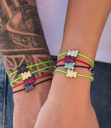 Bracelet APM Monaco Yummy Bear Baby Vert Fluo Ajustable — vue 2