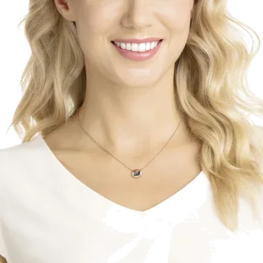 Collier Swarovski Hall Swan Plaqué Or Rose et Cristaux Noirs — vue 4
