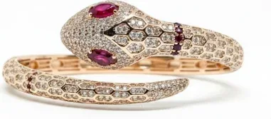 Bracelet Jonc Serpent APM Monaco - Or Rose et Cristaux