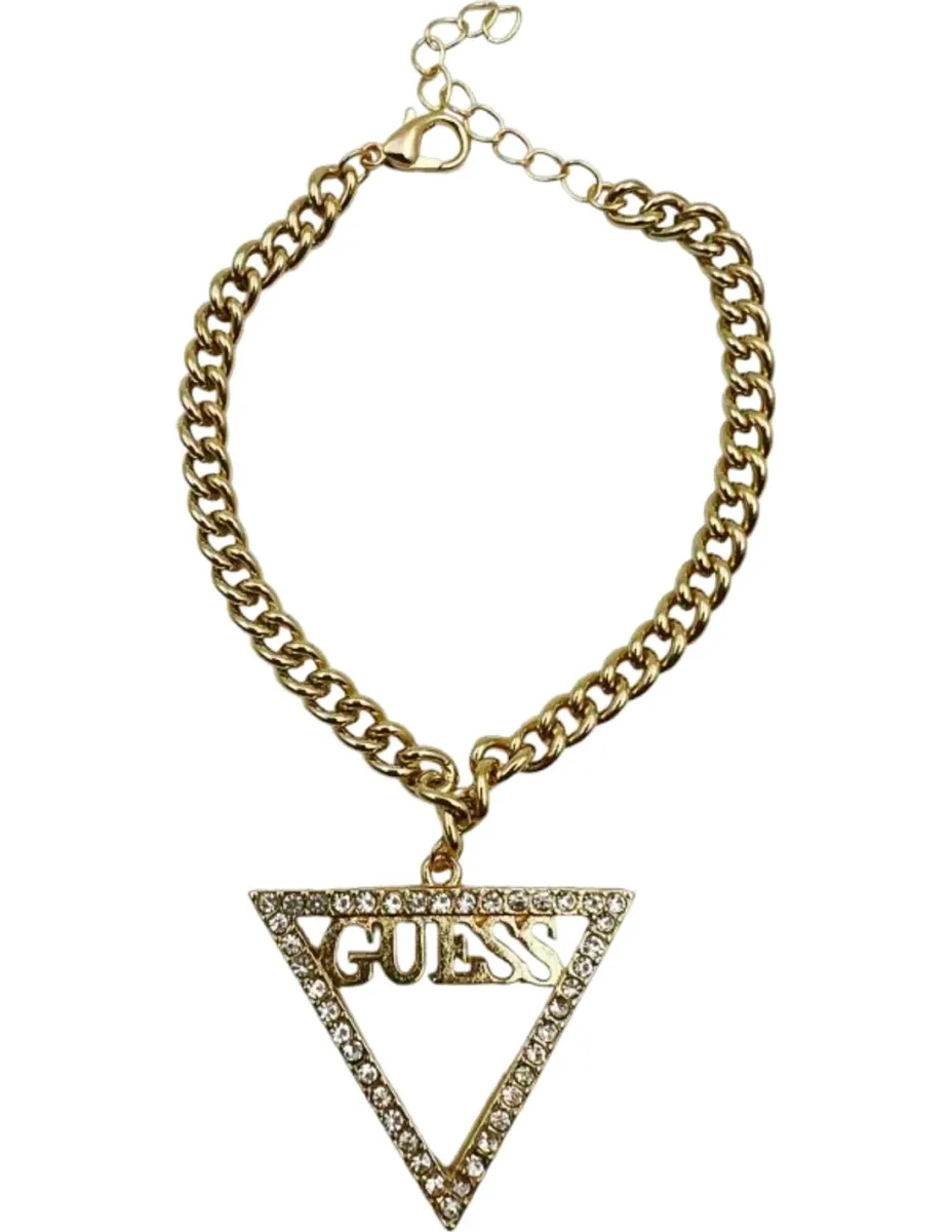 Bracelet Triangle Guess en métal doré et cristaux
