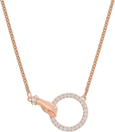 Collier Symbolica or rose et cristaux blancs