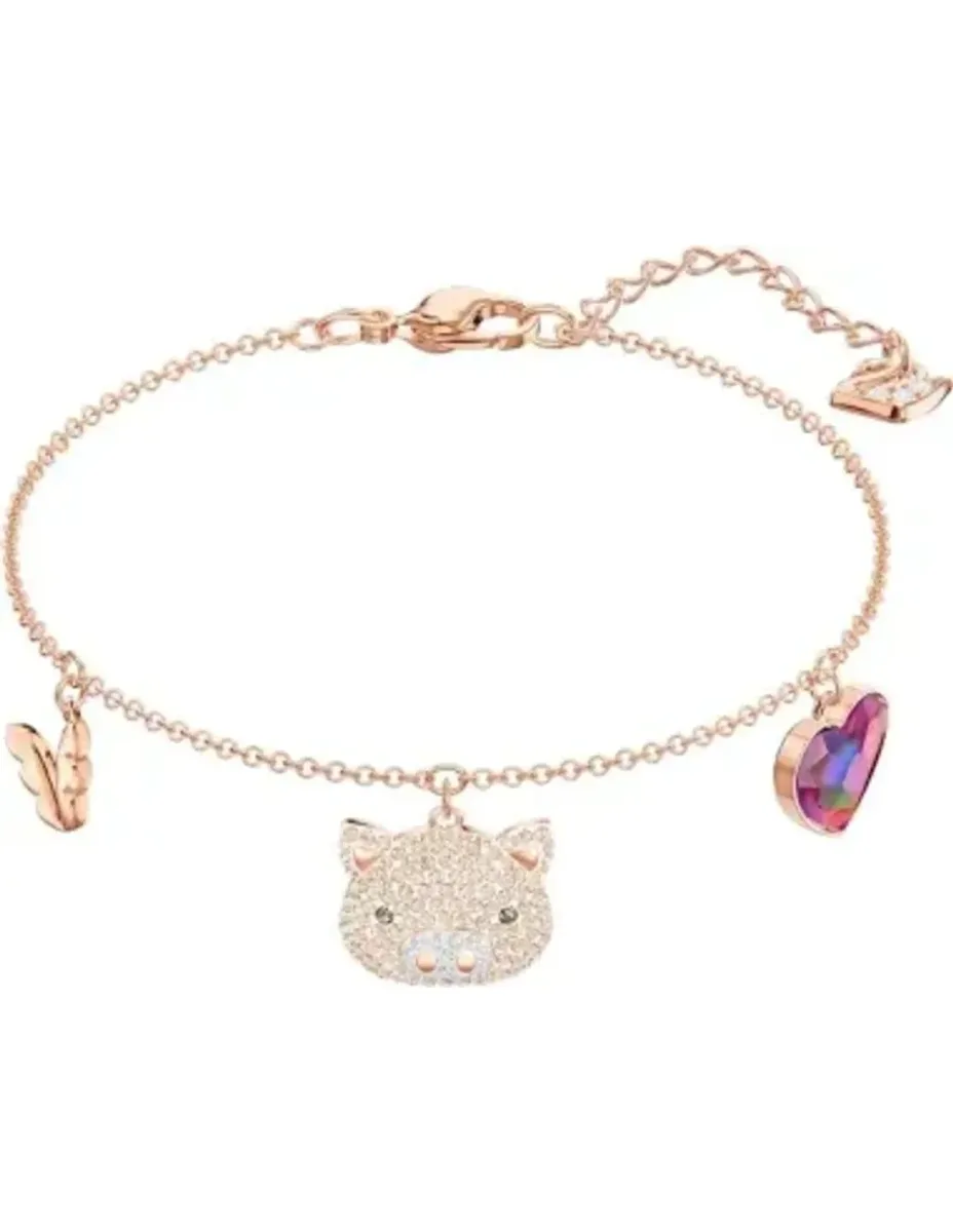 Bracelet Little Pig Swarovski - Plaqué Or Rose et Cristaux