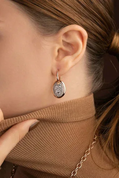 Boucles d'Oreilles Festival Ovales Chocolat APM Monaco — vue 2