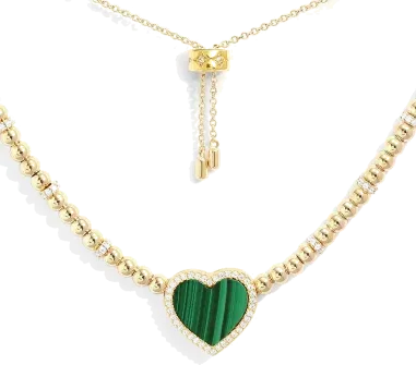 Collier Cœur Malachite APM Monaco - Plaqué Or Jaune