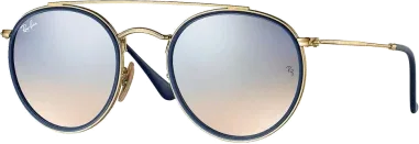 Ray-Ban Round Double Bridge - Monture Or et Verres Dégradés Miroir