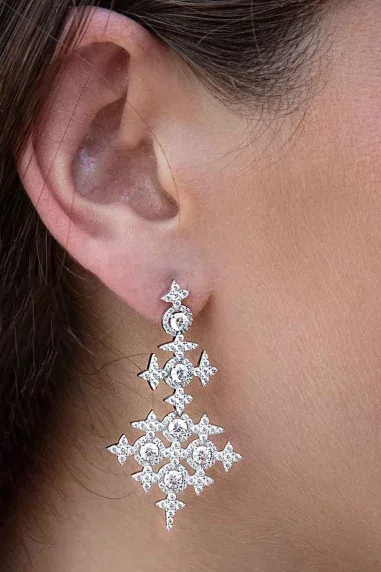 Boucles d'oreilles APM Monaco pavé météorites et cercles argent 925 — vue 3