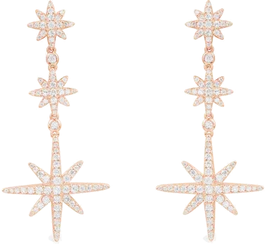 Boucles d'oreilles triple météorites plaqué or 18k