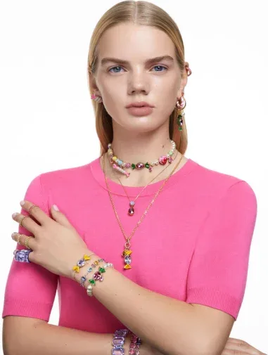 Bracelet Fleur Rose Swarovski Gema — vue 6