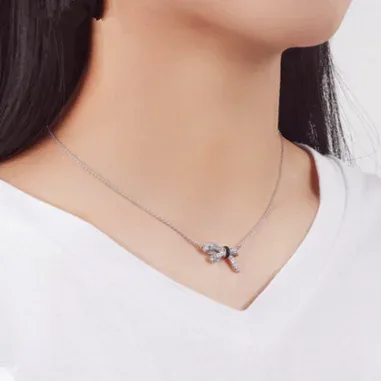 Collier Swarovski Mademoiselle - Nœud Rhodié — vue 2
