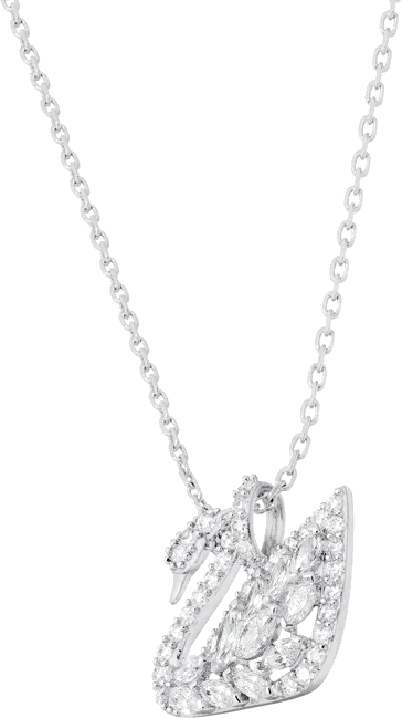 Collier Swan Lake - Cristaux blancs et métal rhodié — vue 2
