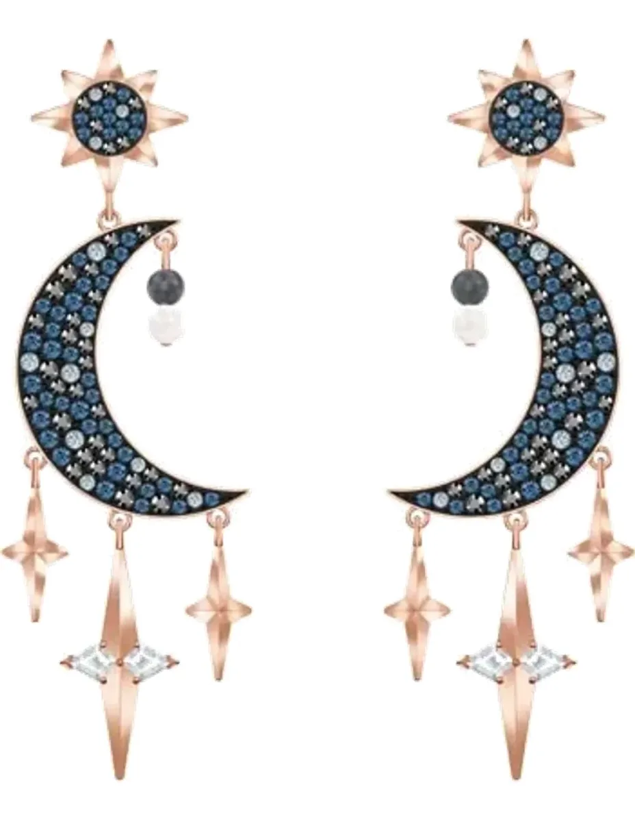 Boucles d'oreilles Symbolic - Lunes et Étoiles Plaqué Or Rose