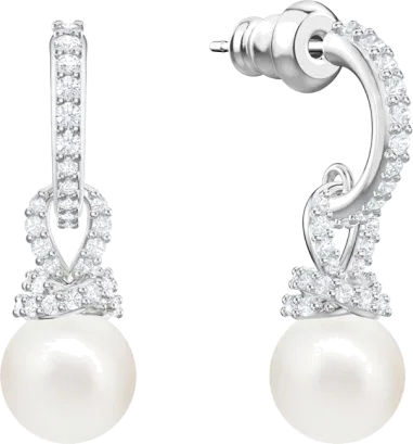 Boucles d'oreilles Swarovski Originally - Cristaux et perles plaqué rhodium — vue 2