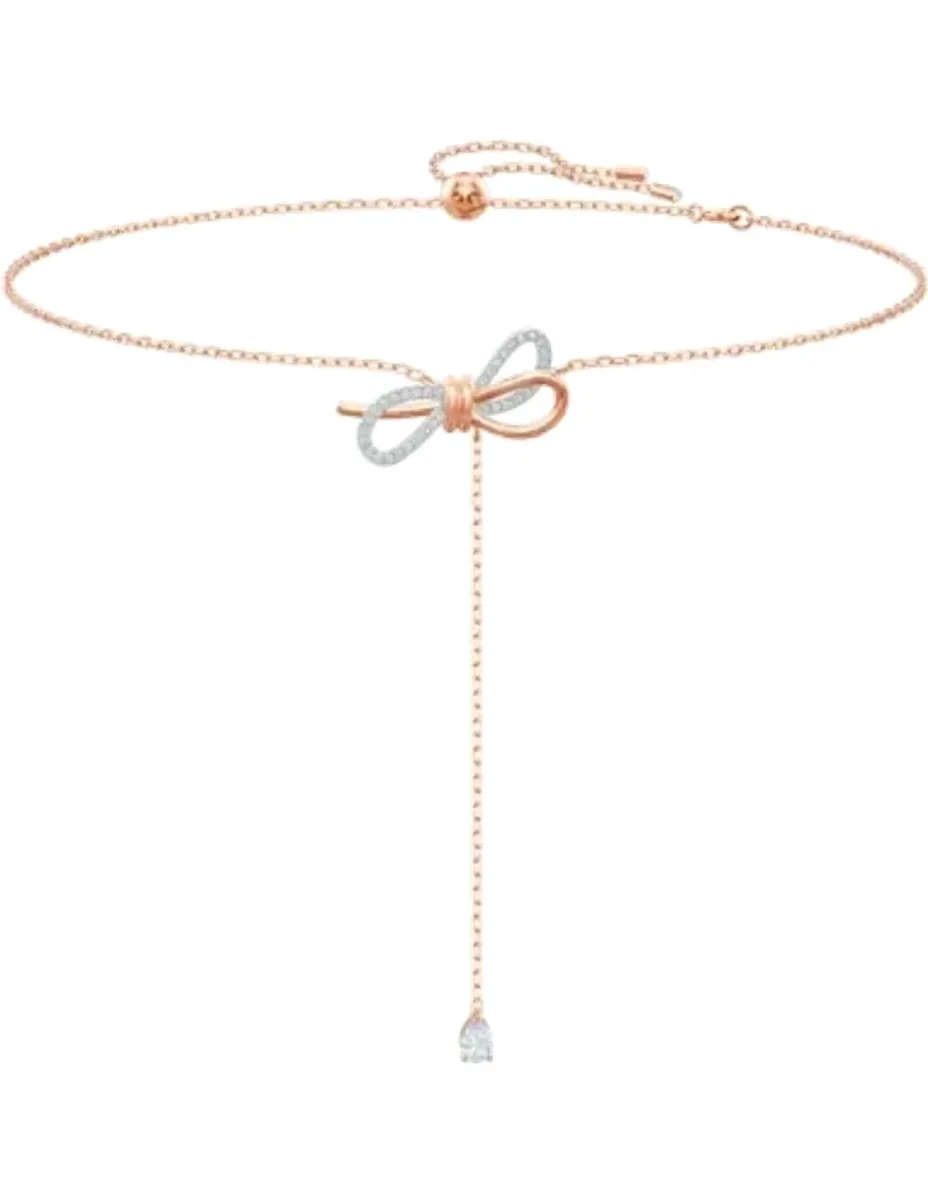 Collier en Y Lifelong - Or Rose et Cristaux Blancs