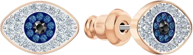 Boucles d'oreilles Symbolica Evil Eye or rose et cristaux bleus — vue 2