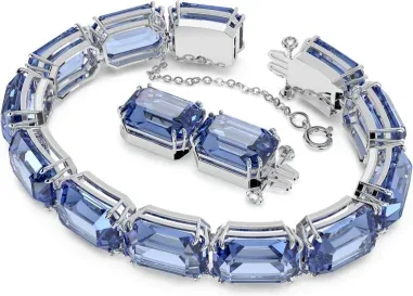 Bracelet Millenia Cristaux Octogone Bleu Rhodié — vue 2