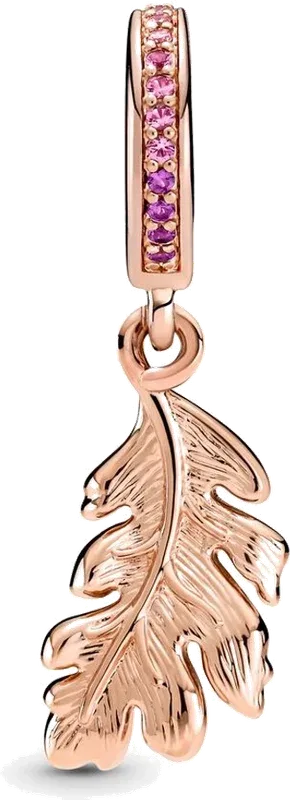 Charm Pendant Feuille de Chêne Rose Pandora — vue 2