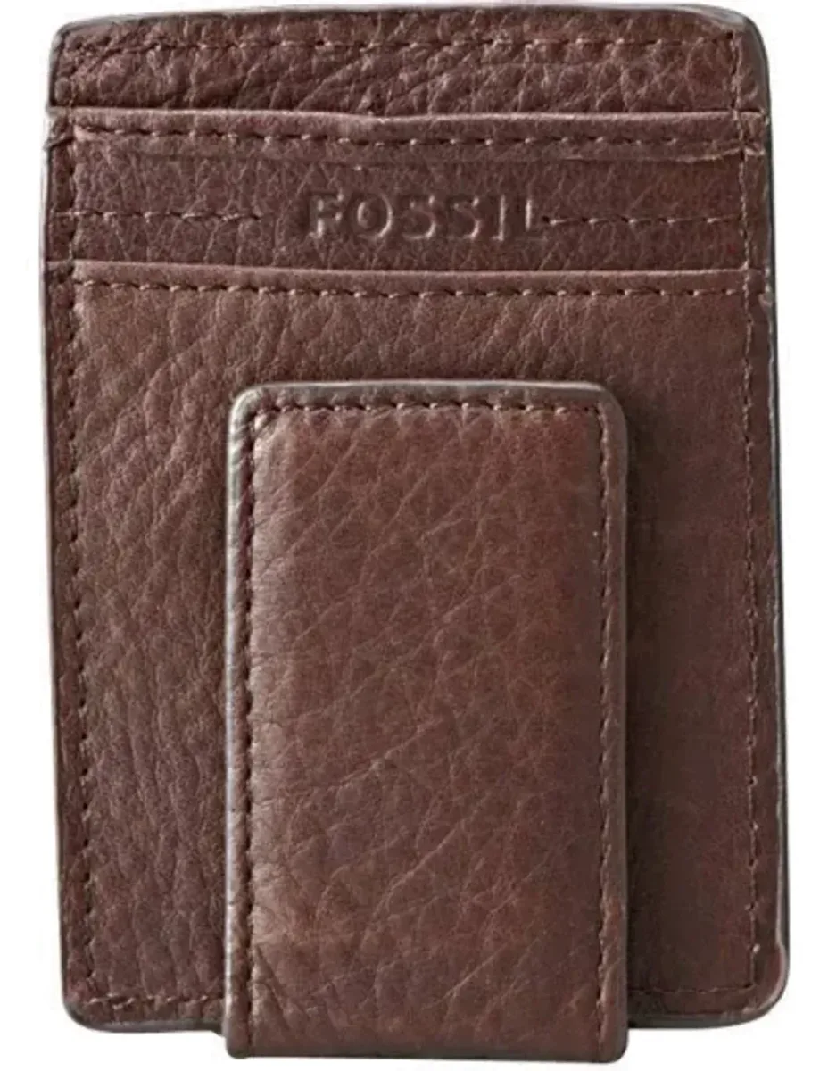 Porte-Carte Magnétique Fossil Cuir Marron