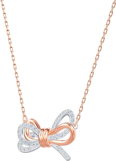 Collier Lifelong Swarovski - Nœud or rose et cristaux — vue 3