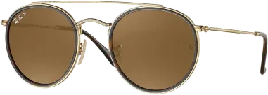 Lunettes de soleil Ray-Ban Round Double Bridge Or polarisées