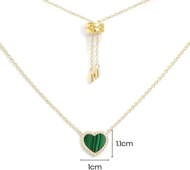 Collier Ajustable Cœur Malachite APM Monaco — vue 4