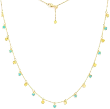 Collier APM Monaco Cœurs Mini Turquoise Plaqué Or Jaune
