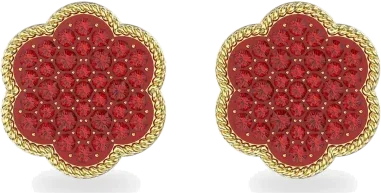 Boucles d'oreilles Flower Of Fortune - Cristaux rouges plaqué or