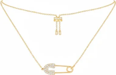 Collier APM Monaco Épingle à Nourrice Plaqué Or et Cristaux