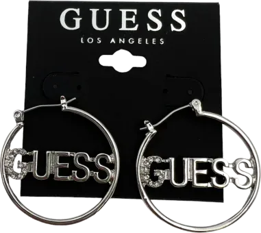 Boucles d'oreilles Guess rondes argentées cristaux — vue 2