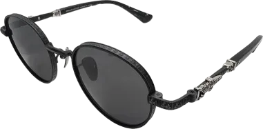 Lunettes de Soleil Chrome Hearts Rondes Noir Mat